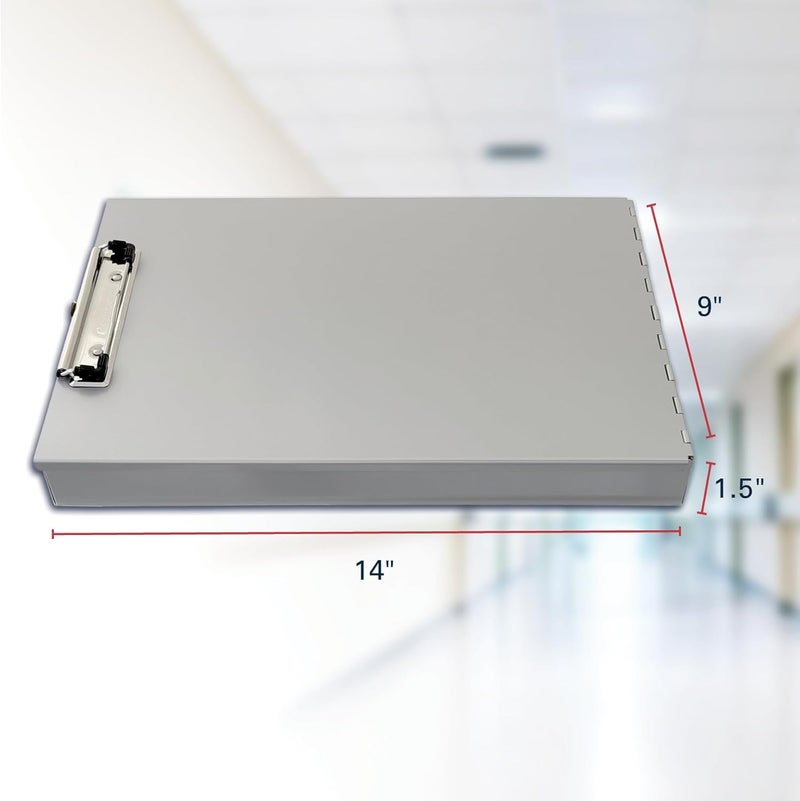 Saunders Metal Clipboard with Storage, Silver Dual Layer Nursing Clipboard Folio, Letter Size Paper Organizer, Slim Steel Clip, Form Holder Clip Board for Office, School & Work - Made in USA - Image 2